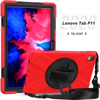 for lenovo tab p11 2020 tb j606fxiaoxin pad 11inch tablet case cover 360 rotating shoulder and hand strap kickstand