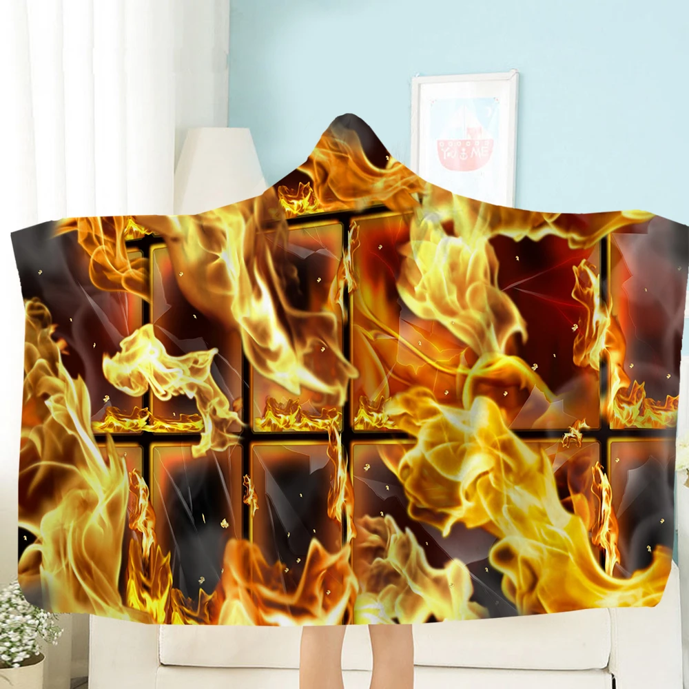 

Color Smoke Cartoon Hooded Blanket Cartoon Love Printed Blanket Child Wearable Blanket Family Room Throw Blanket