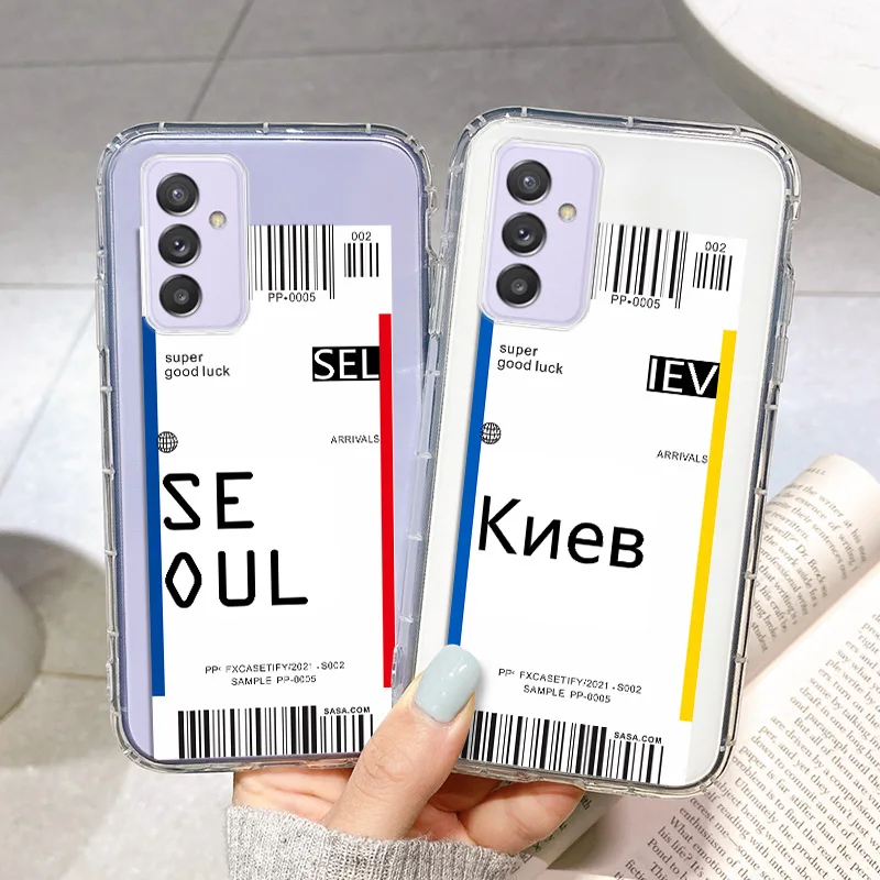 Travel Ticket Label Case For Samsung A51 A52 Case Silicone Cover For Samsung Galaxy A52S A70 A50 S A50S A30S Cases A 72 5G Funda