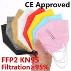 Респираторная маска FFP2 KN95 для взрослых, многоразовая, 5 слоев, с фильтром, с защитой от пыли, тканевая маска для лица