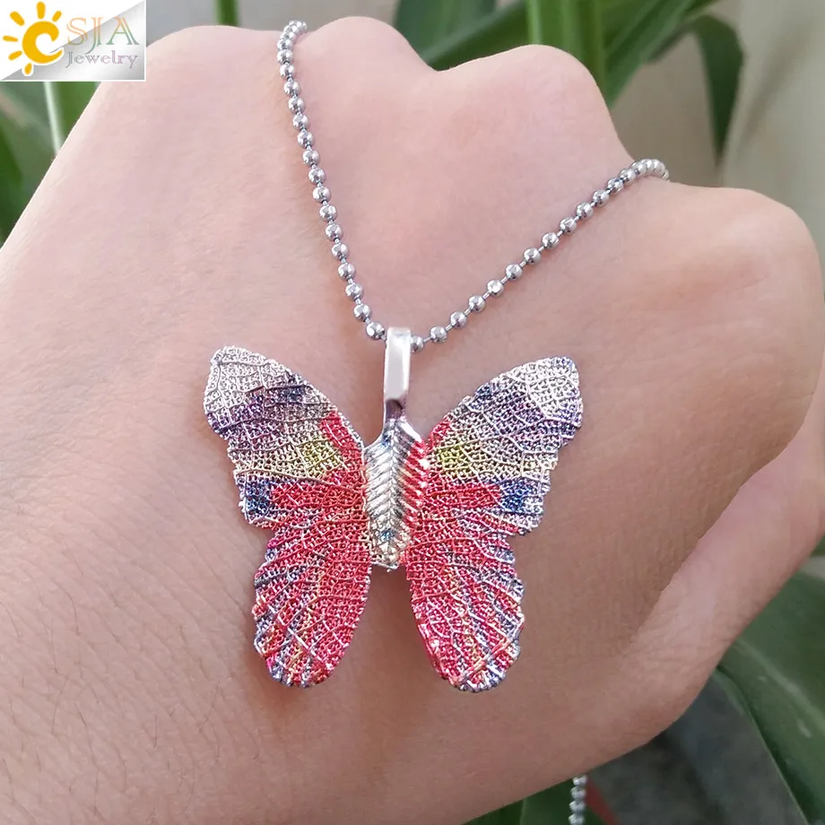 CSJA Разноцветные Подвески в виде бабочек и листьев Φ серебряного цвета с