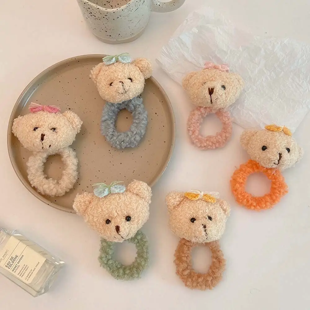 

New Girls Cute Soft Cartoon Bear Plush Elastic Hair Bands Sweet Scrunchie Hair Decorate Tie Headband Fashion Hair Accessories