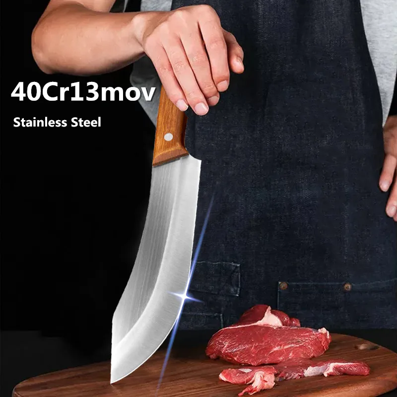 

Stainless Steel Butcher Knife Meat Cleaver Vegetables Slicing Chopping Chef Knife Household Multipurpose Sharp Kitchen Knives