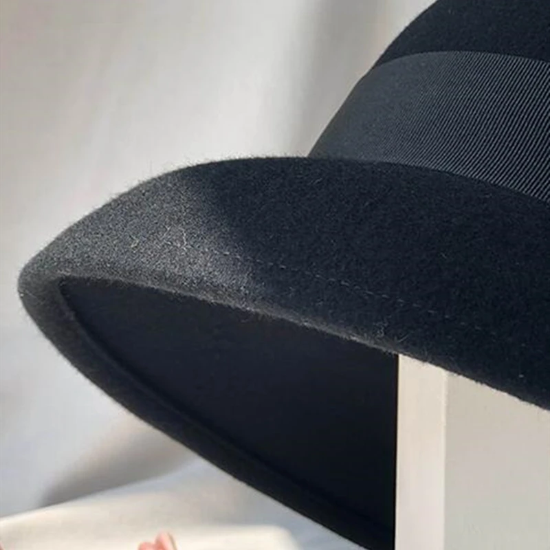 

New winter wool bucket hat for women British wool fisherman cap large French eaves baize web celebrity elegant hat