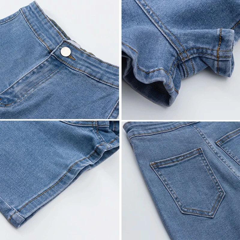 Шорты GOPLUS женские джинсовые с завышенной талией узкие эластичные штаны из денима