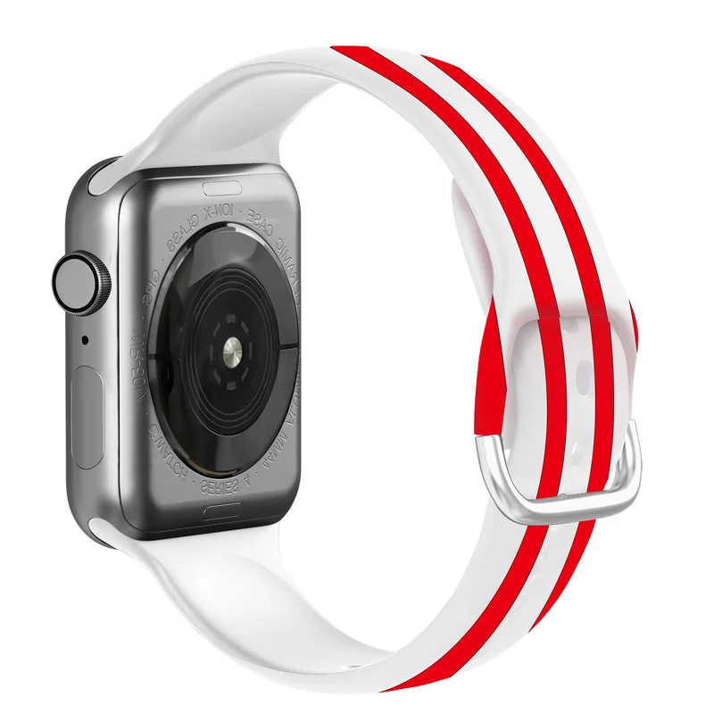 Ремешок силиконовый в клетку для Apple Watch Band 44 мм 42 40 38 браслет с леопардовым