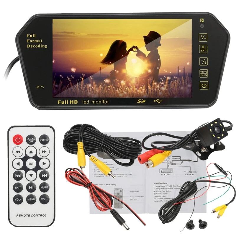 7 Inch Car TFT LCD Color Mirror MP5 Player Viedo Stereo Rear View Monitor Display | Автомобили и мотоциклы