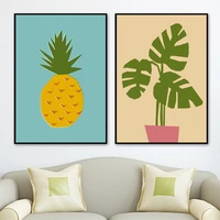 cartoon green plant pineapple canvas painting art nordic posters and prints wall pictures for living room decoration frameless