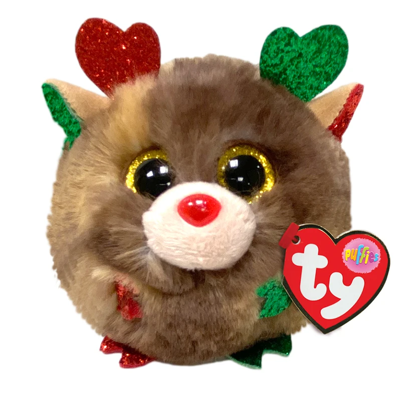 Ty Beanie Boos мягкие конфеты Рождественский олень Сияющие большие глаза красная и