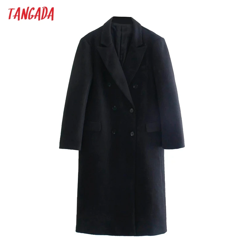 

Женское шерстяное пальто на пуговицах, с длинным рукавом и карманами