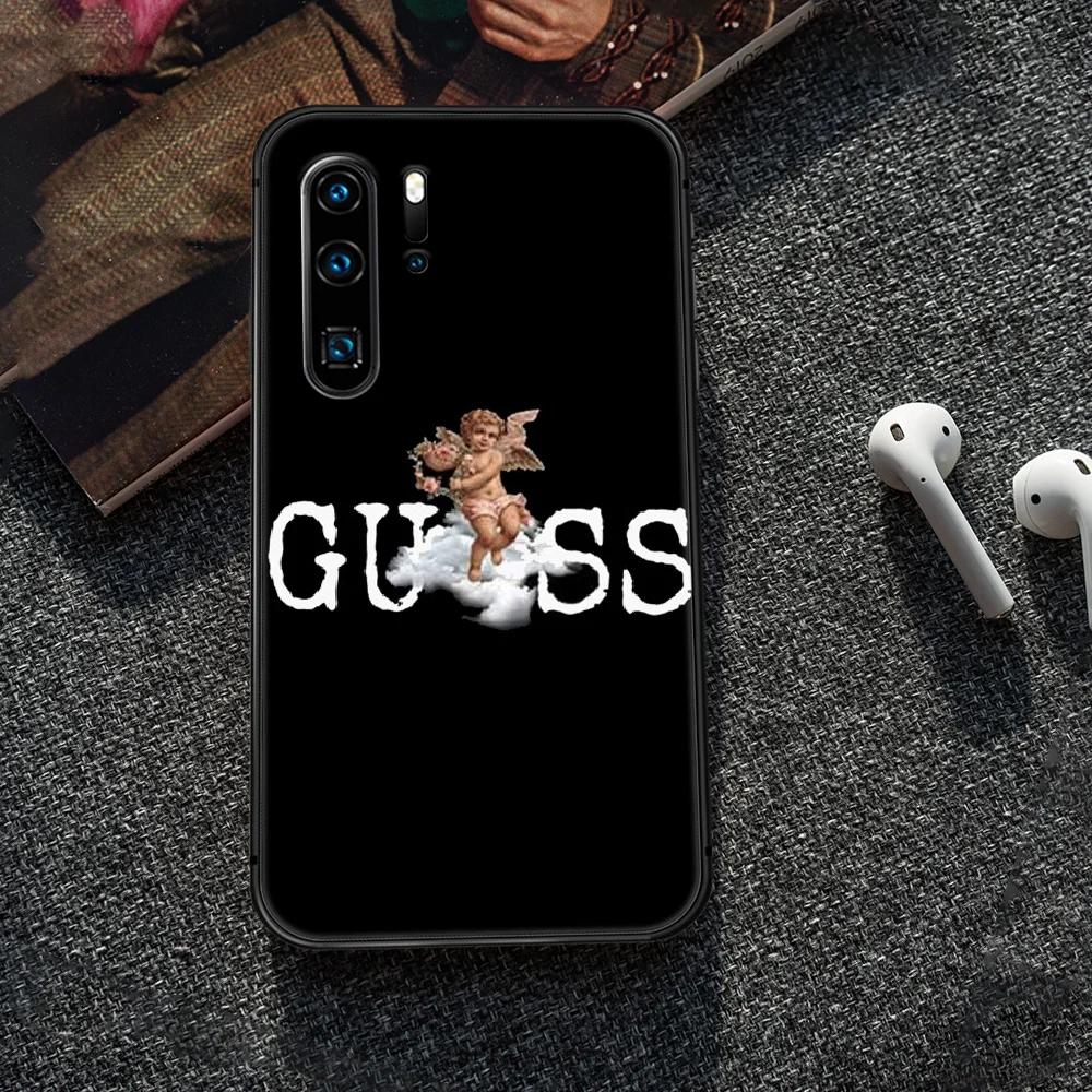 

French fashion luxury brand Phone Case For Huawei P Mate 10 20 30 40 Lite Pro smart Z 2019 nova 5t black Etui Soft Shell