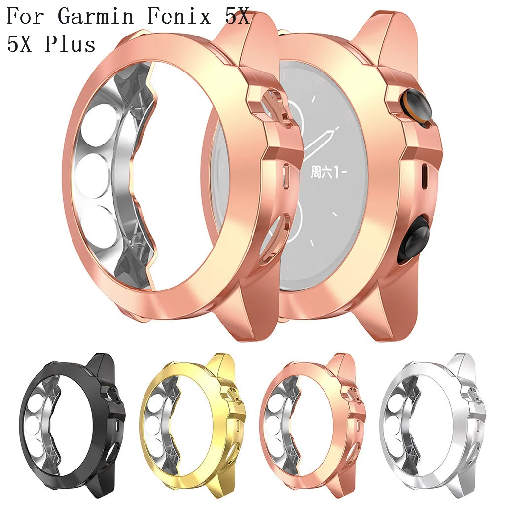 Прозрачный мягкий чехол из ТПУ с гальваническим покрытием для Garmin Fenix 5X / Plus