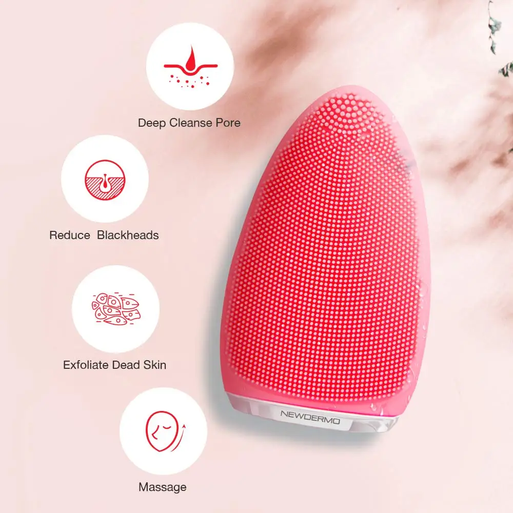 Koop Newdermo Hoge Kwaliteit Ultrasone Siliconen Gezicht Reiniging Borstel Facial Exfoliërende Wasborstel Diepe Reiniging Massage Machine