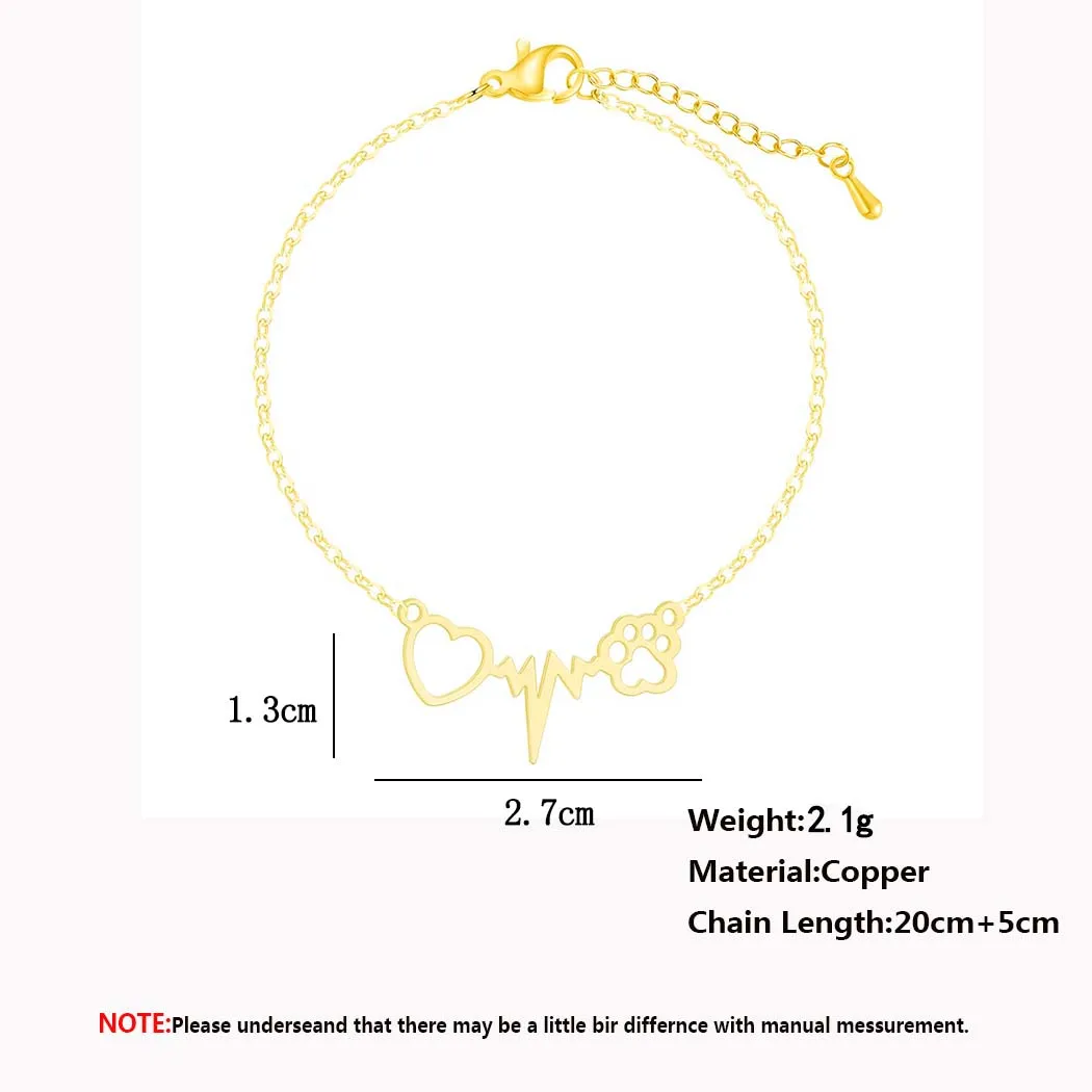 Браслеты Kinitial женские в виде кошачьей лапы с сердцебиением браслеты на запястье