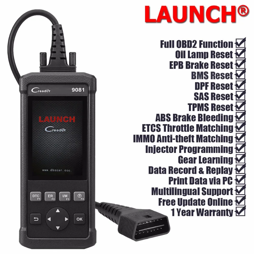 Launch CReader 9081 cr9081 автоматический считыватель кодов полный OBD2 сканер Диагностический сканирующий инструмент OBDII масло EPB BMS SAS DPF TPMS ABS кровотечение