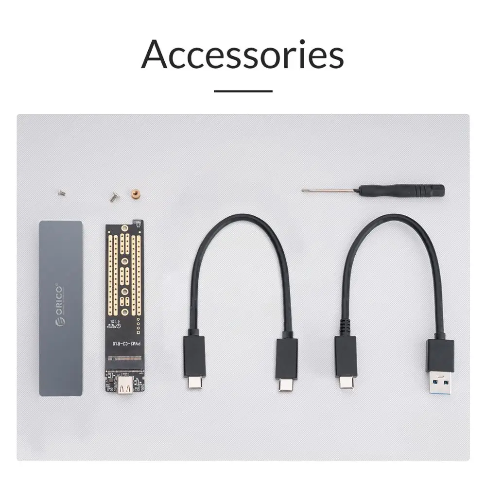 

ORICO M.2 SSD Case NVME Enclosure for NVME PCIE SATA NGFF M/B Key SSD Disk SSD Hard Disk Cases M.2 to USB Type C 3.1 With Cable