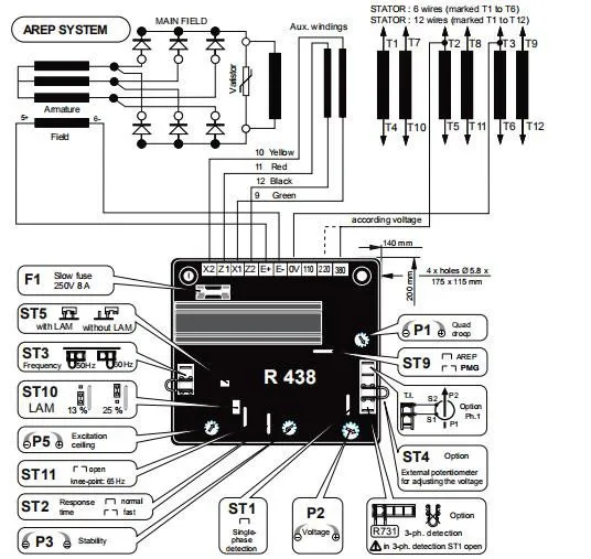 

Diesel Genset AVR Card Automatic Voltage Regulator Generator AVR R438