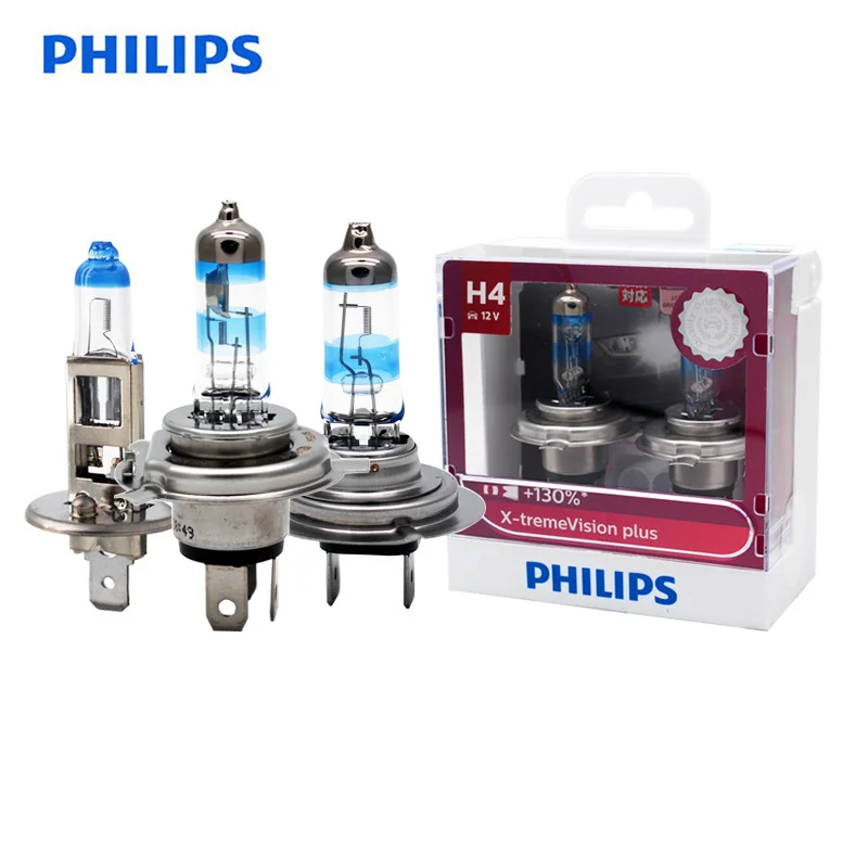 

Philips H1 H4 H7 9003 12V X-treme Vision Plus Xenon Bright White Light Auto Halogen Headlight Car Lamp ECE +130% Brighter, Pair