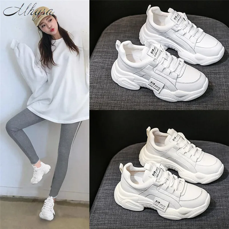 Женские кожаные кроссовки Mhysa Белые Повседневные из искусственной кожи на