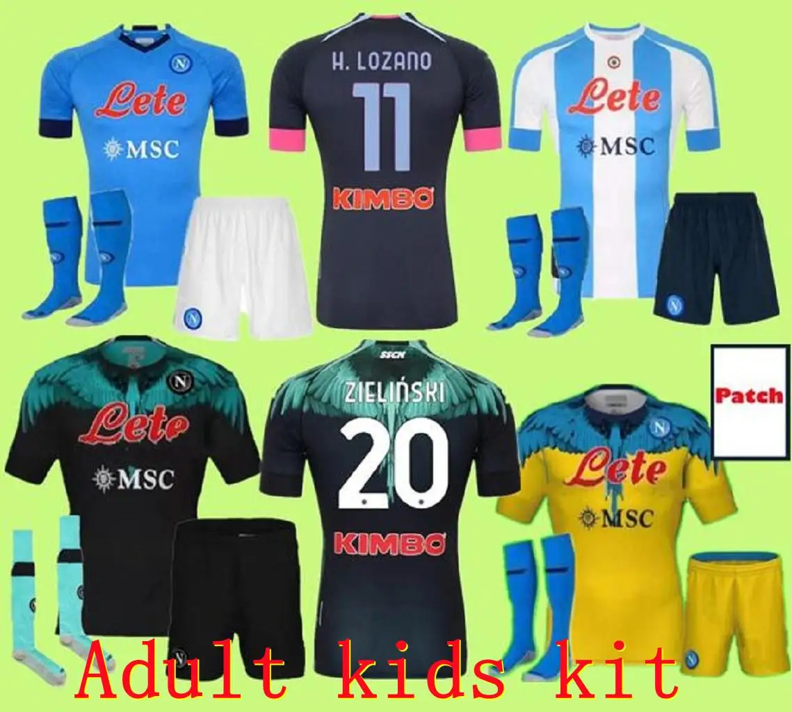 

2020 2021 crianças kit adulto napoli camisa de futebol casa nápoles zielinski hamsik insigne mertens callejon jogador rog camisa