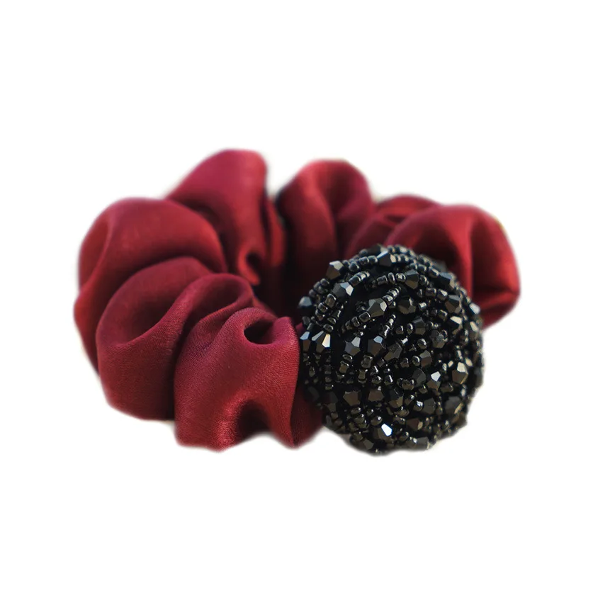 

Elegant Elastic Hairbands Women Vintage Style Flowers Handmade Temperament Suede Autumn Winter High Quality Hair Accessories