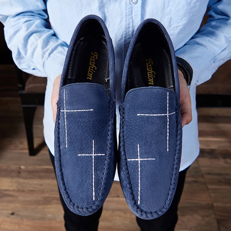 Men's Casual Sneaker Shoes Loafers Comfortable Flat Men Breathable Slip-On Soft Leather Driving Moccasins | Обувь