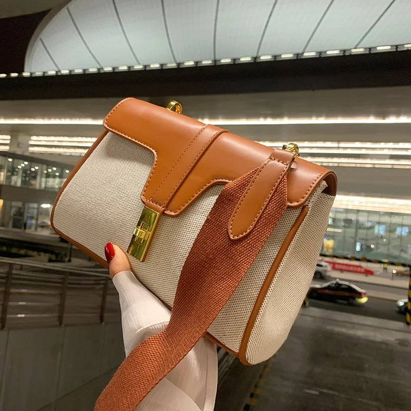 

Popular Small Bag Summer 2021 New Fashion Broadband Messenger Bag Canvas Simple Small Square Bag Satchels Luxury Designer Bag