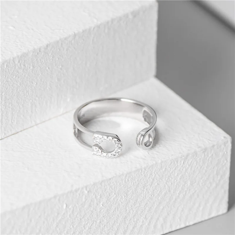 

Sterling Silver 925 Simple Pin Open Ring 925 Sterling Silver Ring Jewelry Resizable Rings for Women Silver Ring