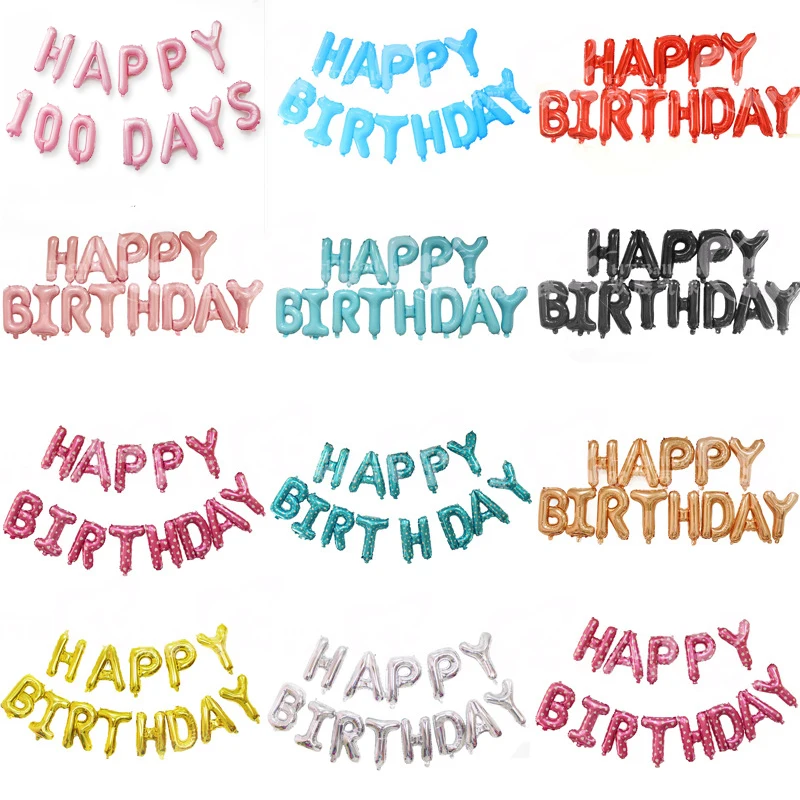

Happy Birthday Balloons Banner 16 Inch Mylar Foil Letters Birthday Sign Banner Balloon Bunting Inflatable Ecofriendly PartyDecor