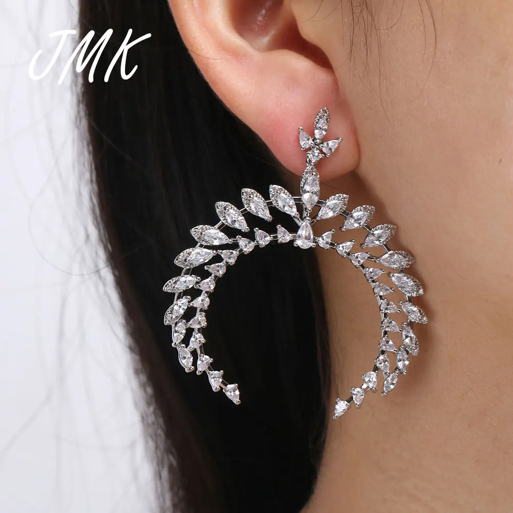 

JMK Роскошные циркониевые дуговые серьги в богемном стиле очаровательные серебряные большие кулоны с кристаллами ювелирные изделия для женщин свадебный подарок