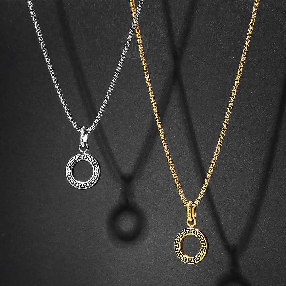 

Design Pendant Necklace for Men Boy Gold Silver Color Round Box Stainless Steel Chain Necklace Fashion Jewelry For Gift DTNS001