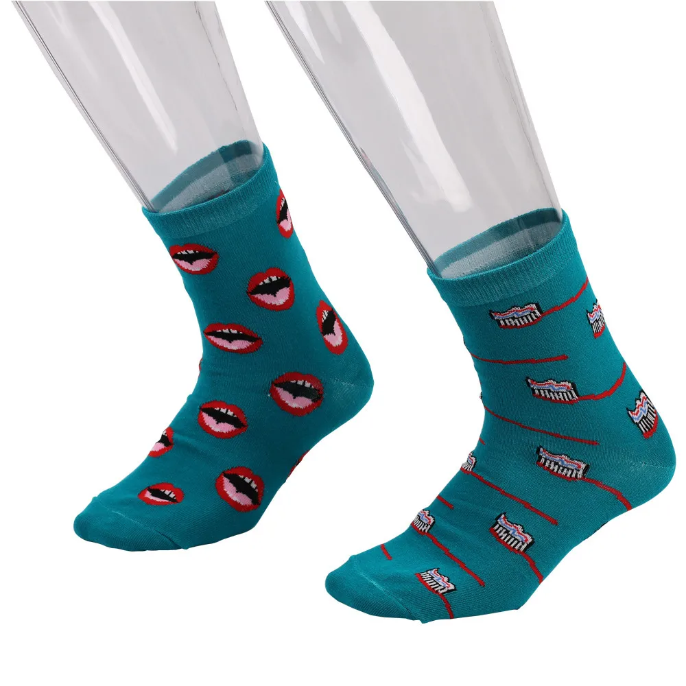 

Lip Print Socks Women Kawaii Cute Frilly Socks Cotton Japanese Fashion Purple Woman Crew Socks Female Calcetines De La Mujer