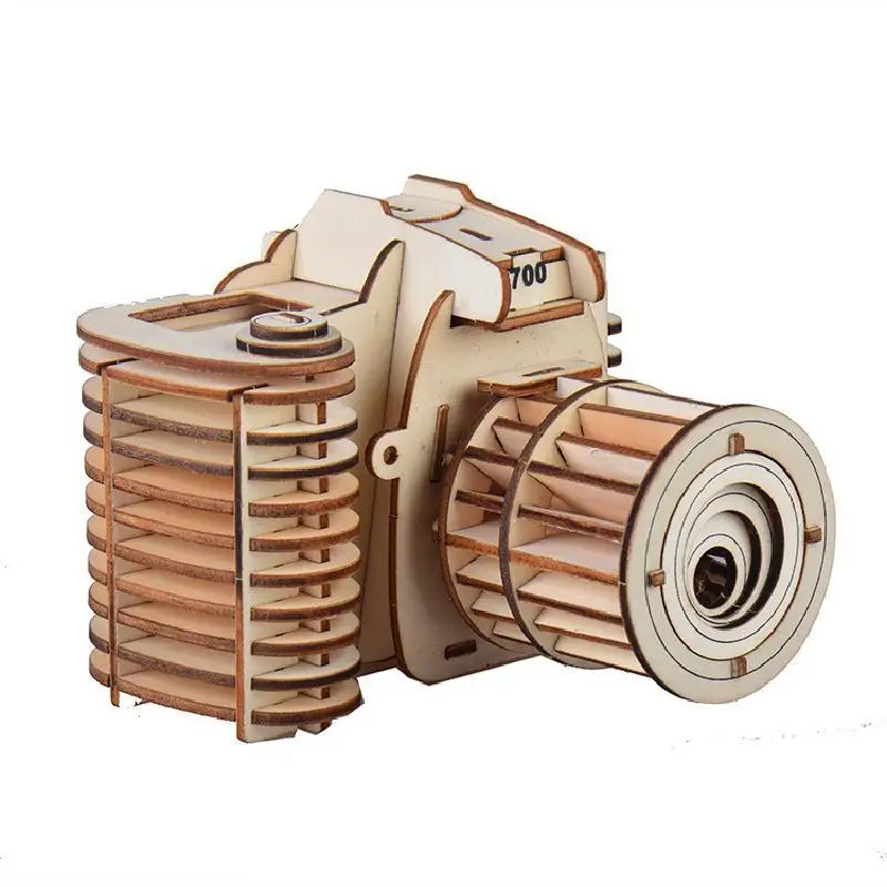 3d деревянные стерео головоломки моделирование камера модель игрушки Детские