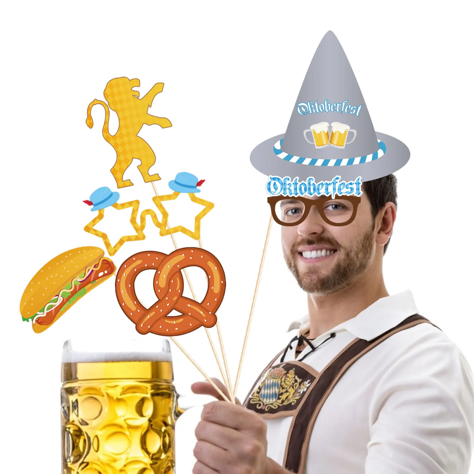 

25 Pieces Oktoberfest - German Beer Festival Photo Booth Props Kit