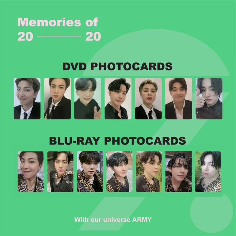 

KPOP Bangtan Boys MEMORIES OF 2020 DVD Photocards SUGA JIN JIMIN RM LOMO Cards Postcard For Fans Collection 7PCS/SET J50