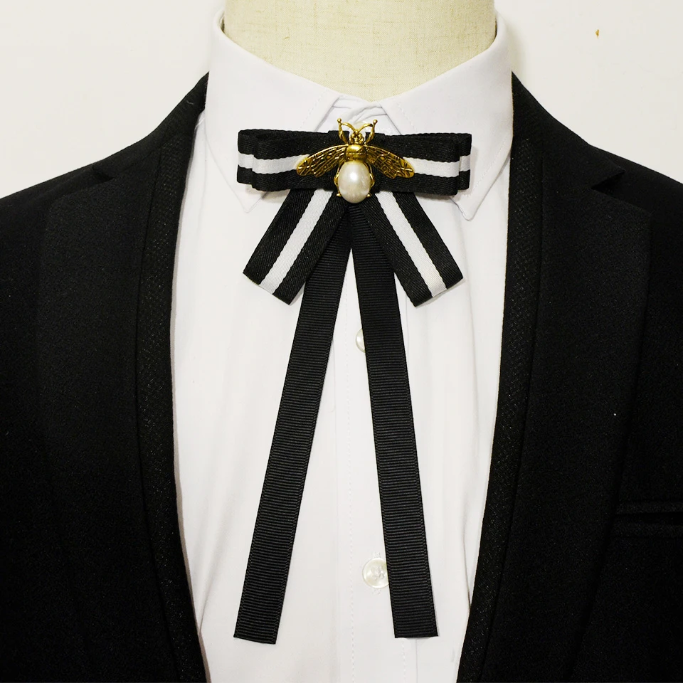 Винтажная лента пчела полоса бант брошь ювелирные изделия Роскошные тканевые