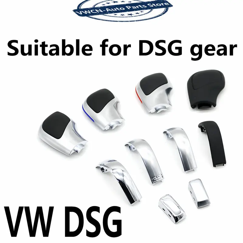 

1Pcs Matte Chrome Leather Shift Knob Gear Side Cover DSG Emblem For V W Golf 6 Golf 7 R Passat B7 B8 Arteon R20 MK6 GLI
