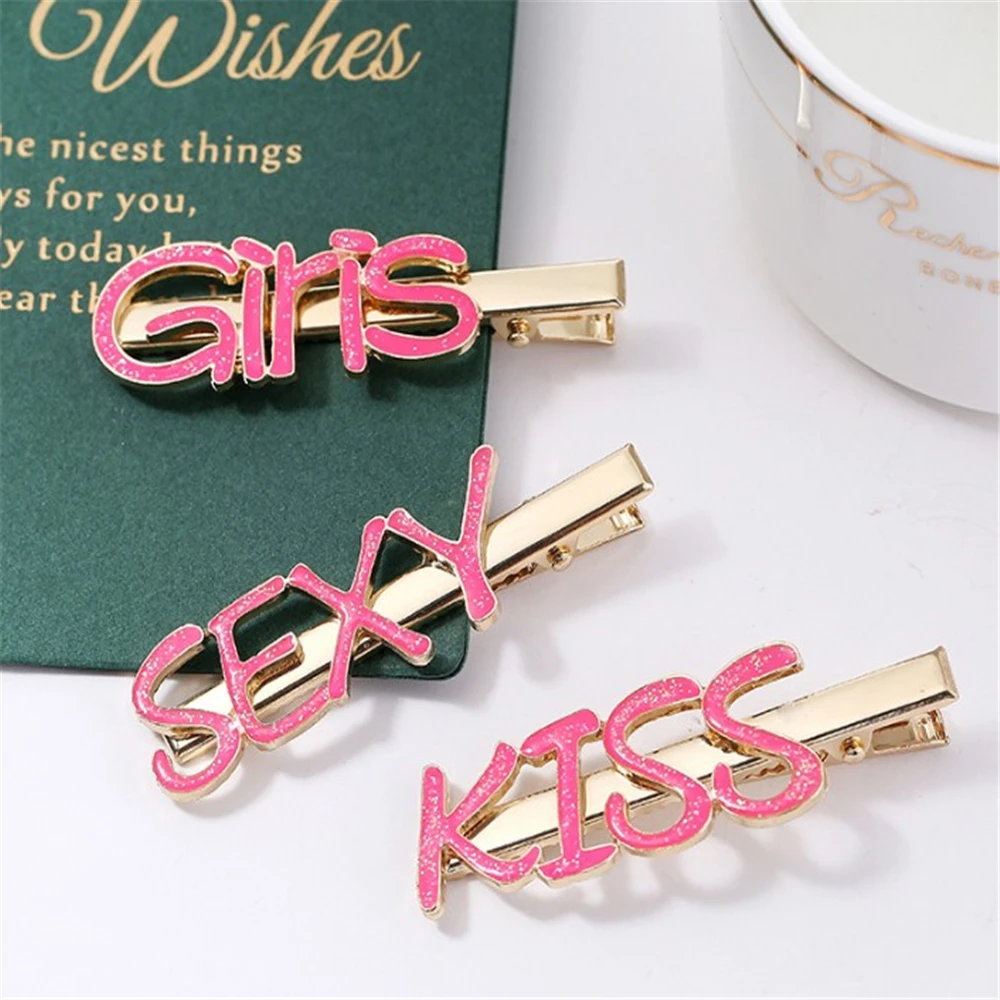 Модная заколка для волос со стразами и надписью зажим заколка-Пряжка украшение