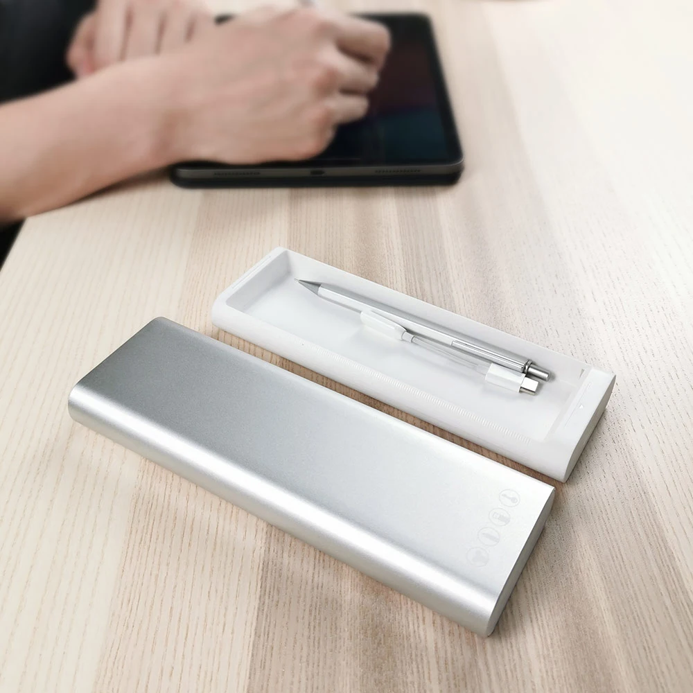 

MIIIW Metal Stationery Box Portable Pencil Case Earphones Cable Organizer Aluminum Shell Push Switch School Office