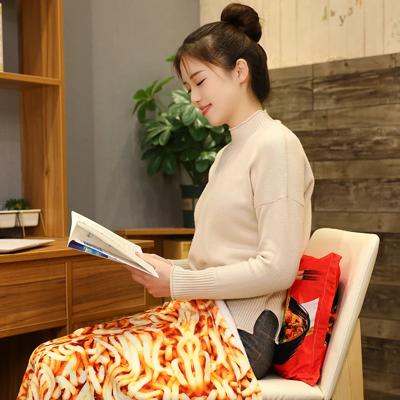 Кавайное одеяло имитация лапши быстрого приготовления плюшевая подушка с