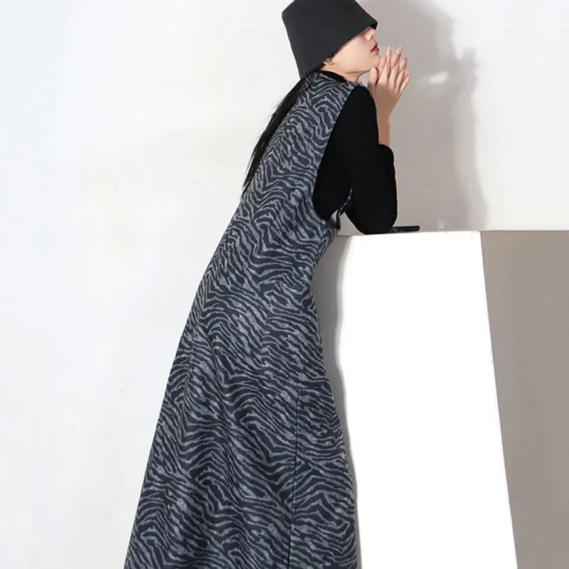 

XITAO Patchwork Striped Zipper Dress Women 2021 Spring Casual Fashion New Style Temperament All Match Women Clothes ZY1819