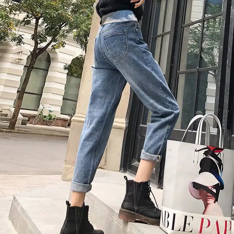 

Casual Maternity Jeans Loose Belly Stomach Lift Denim Jean Pocket Pants for Pregnant Women Clothing Baggy