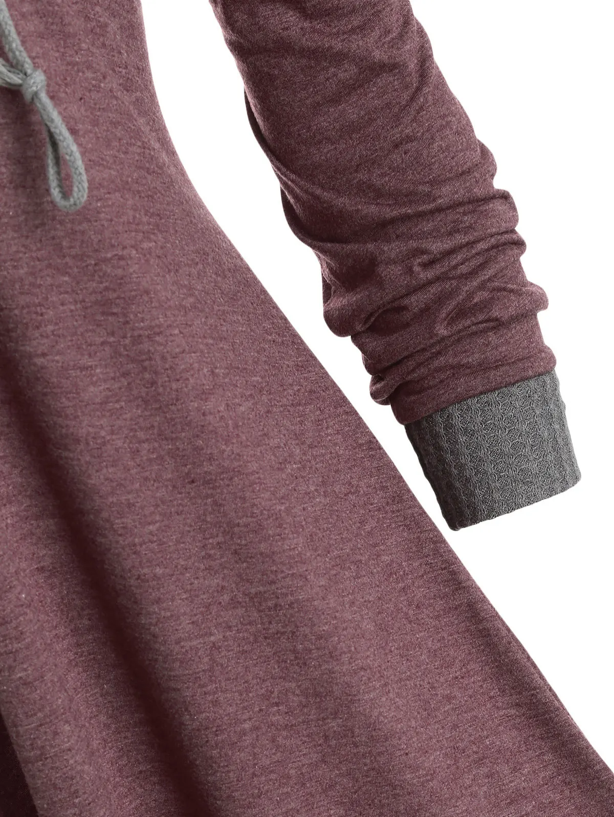 ROSEGAL Вишневый красный с капюшоном на молнии 2fer Туника трикотаж длинный