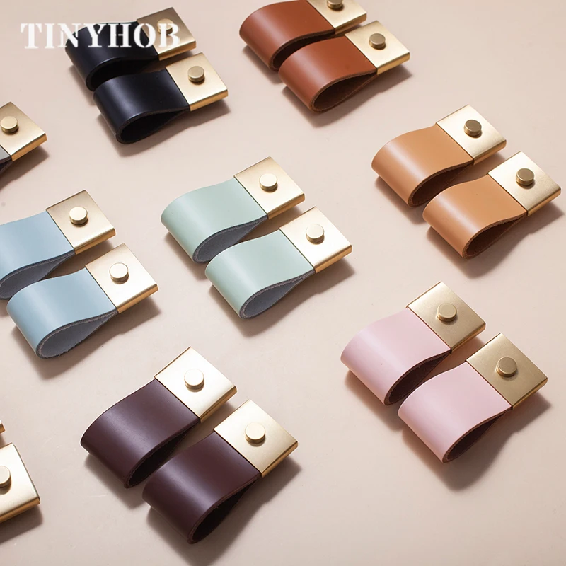 Ручка и ручка для шкафа из кожи натурального камня латуни в скандинавском стиле