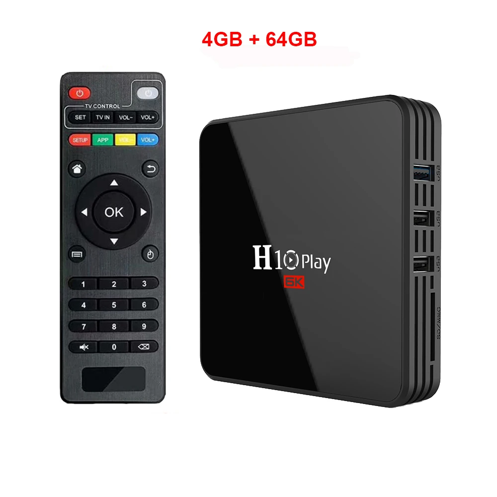 4GB 64GB H10 Play tv Box Android 9,0 4 ГБ 32 ГБ 64 Гб Smart tv BOX Allwinner H6 четырехъядерный 6K HDR 2,4 ГГц Wifi Google плеер телеприставка - Цвет: 4GB 64GB