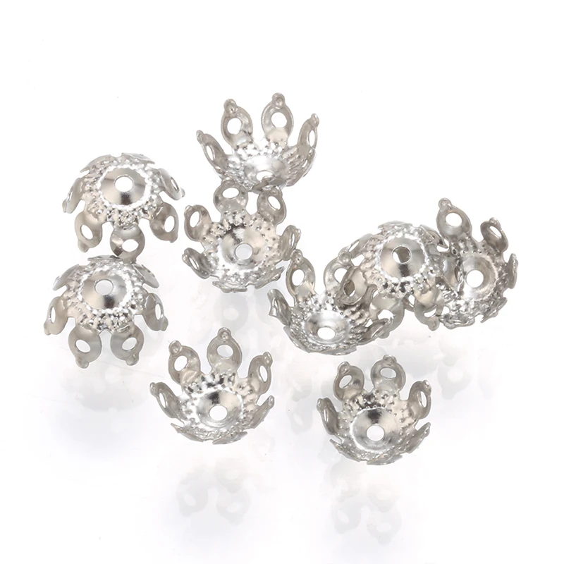 50 шт. из нержавеющей стали полый цветок разделитель бисера Кепка DIY для изготовления ювелирных изделий браслет результаты ожерелье компонент аксессуары