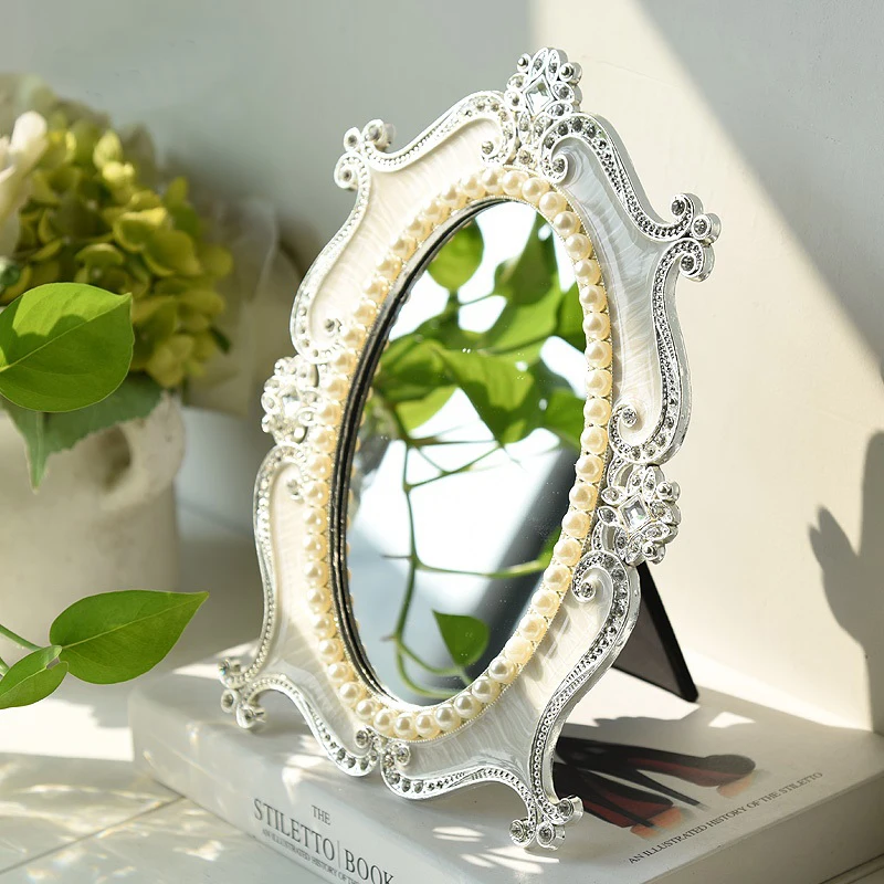 Античное Латунное синее жемчужное зеркало 4x6 дюймов овальное металлическое в