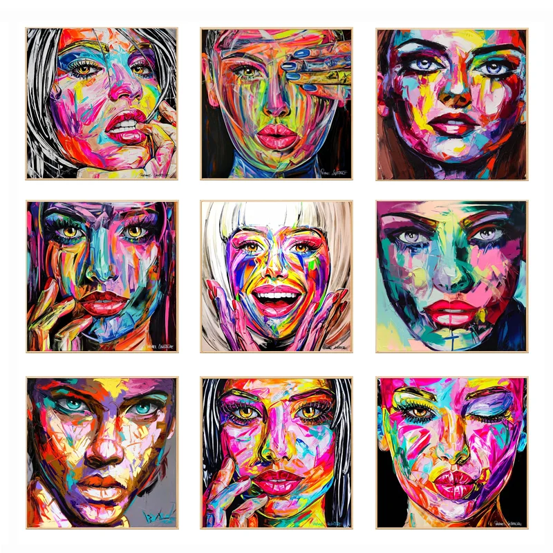 

Colorful Abstract Girl Face Graffiti Canvas Paintings Wall Art Prints Poster Living Room Decor Paintings On The Wall Home Decor