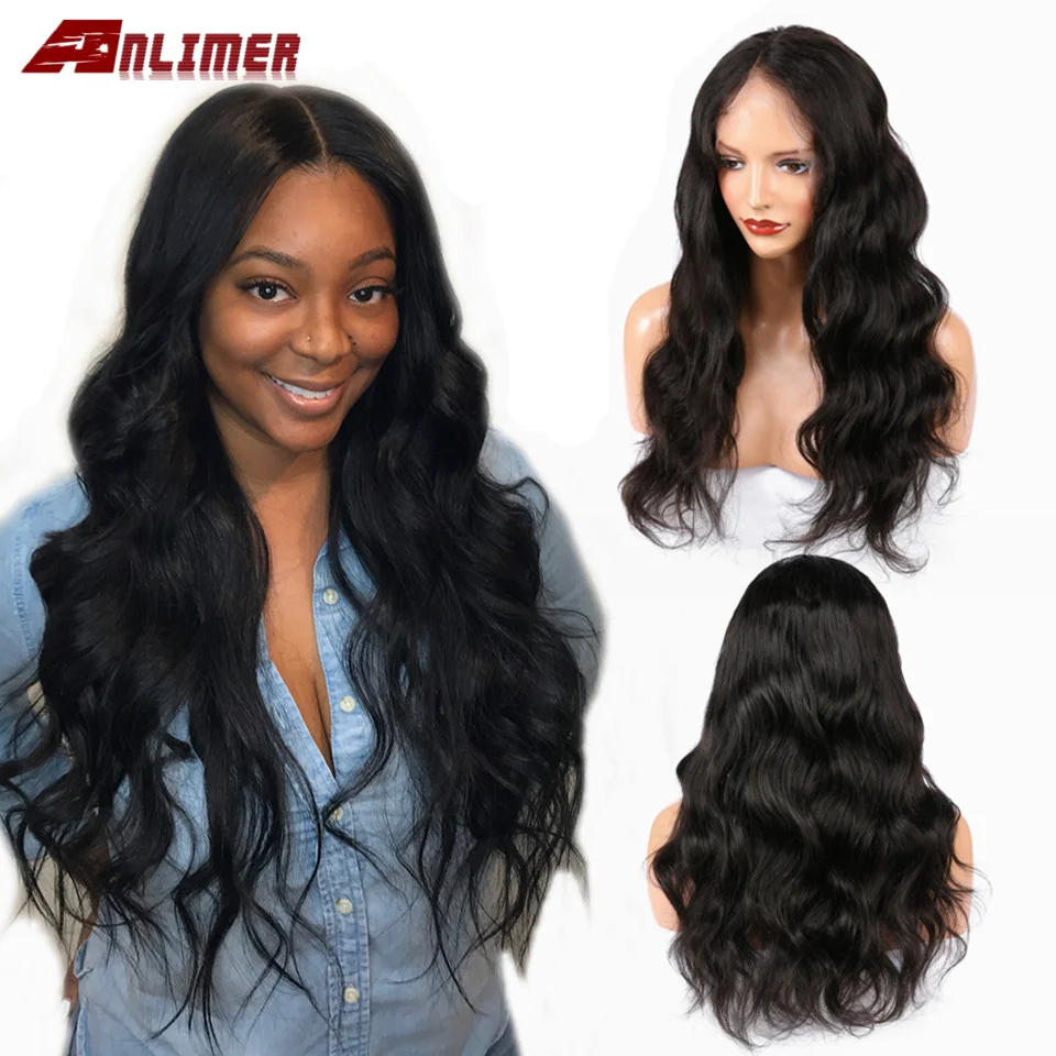 Anlimer бразильские волнистые кружевные передние человеческие волосы парики для