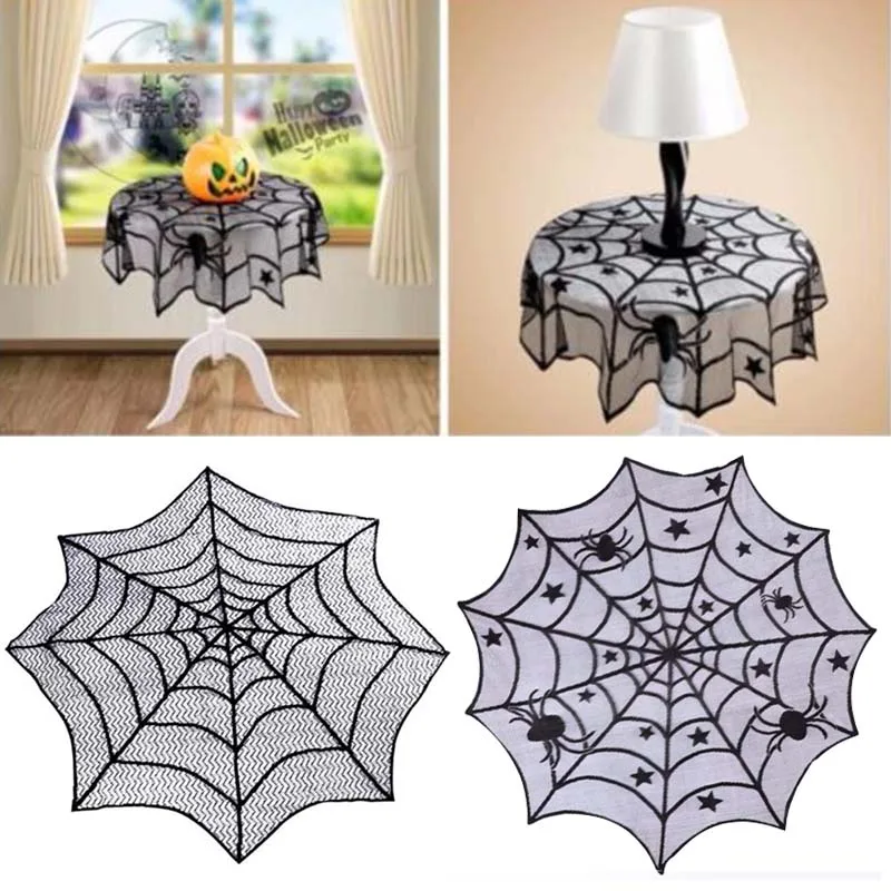 Хэллоуин паук звезда круглая веб скатерть камин стол Декор Топпер чехлы|Кулоны и